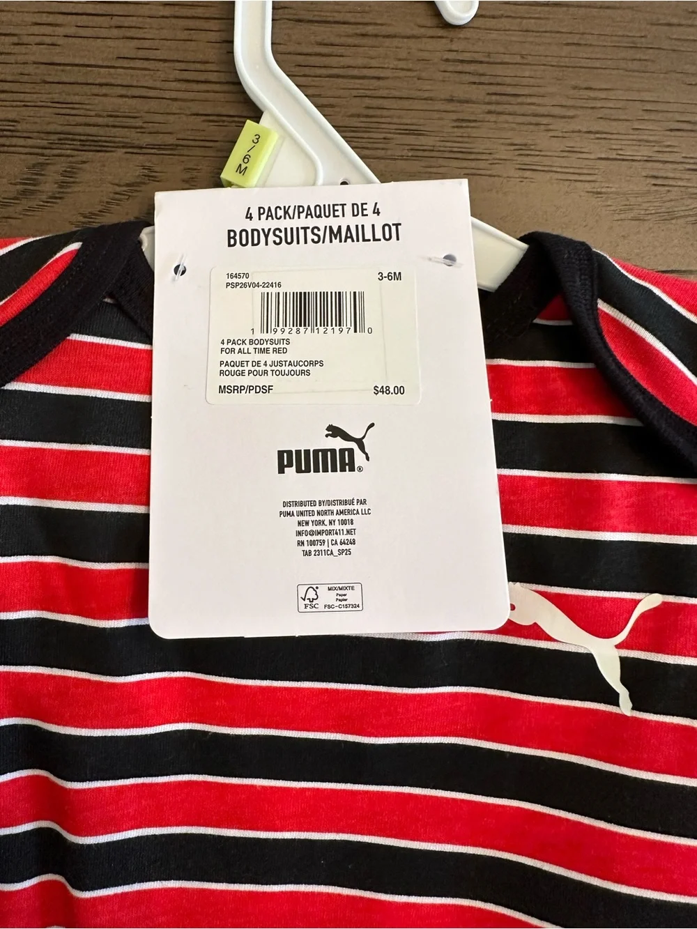 NWT Puma Red Multicolor Baby Bodysuit Set Sporty Baby Onesies Gift Baby Shower